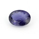 A large unmounted natural oval cut iolite, approx. 21.77ct.