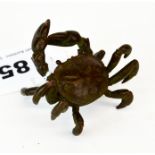 A Chinese cast bronze model of a crab, W. 6cm. H. 4cm.