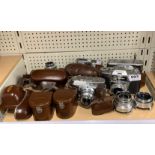 A group of Voigtlander cameras and lenses.