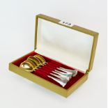 A cased set of Russian 84 silver tea spoons, L. 14cm.