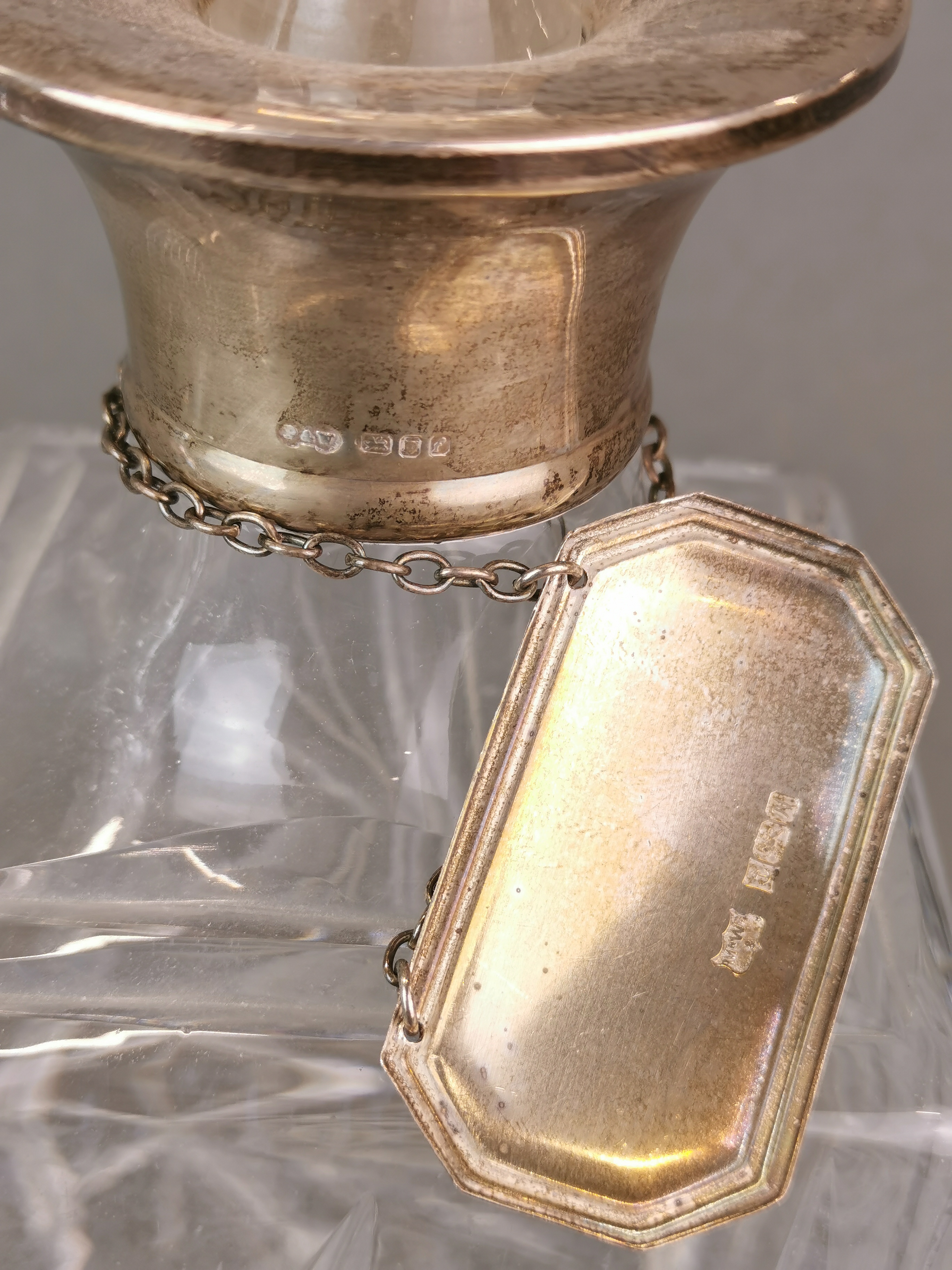 Two hallmarked silver mounted cut glass decanters with a further decanter and three hallmarked - Image 4 of 4