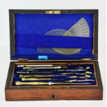 A rosewood cased antique drawing set.