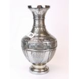 An interesting Chinese chromium plated bronze vase, H. 26cm.