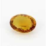 A large unmounted natural oval cut citrine, approx. 57.94.