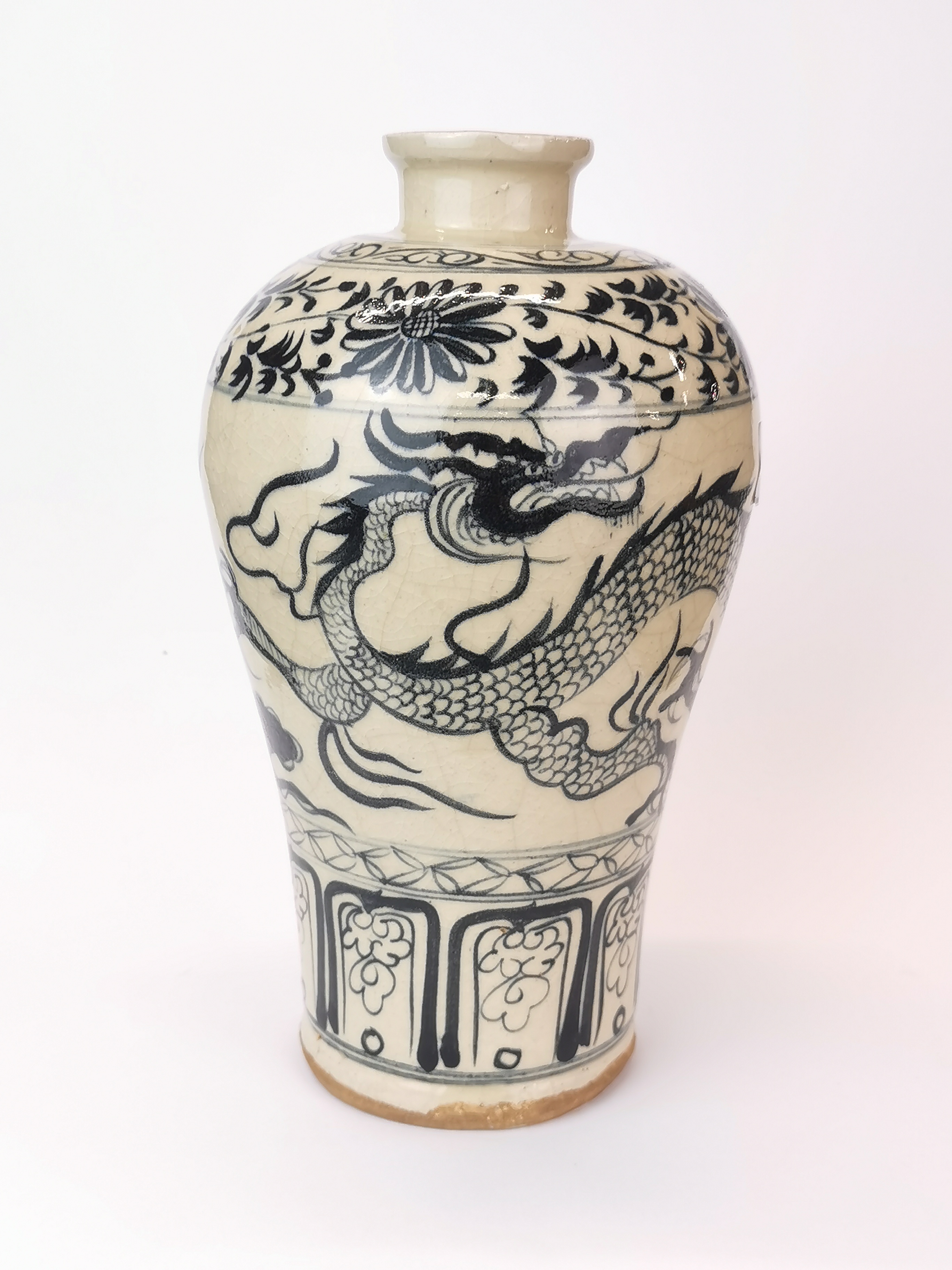 A Chinese hand painted pottery vase, H. 25cm.