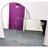 Two vintage etched glass mirrors, largest 60 x 92cm.