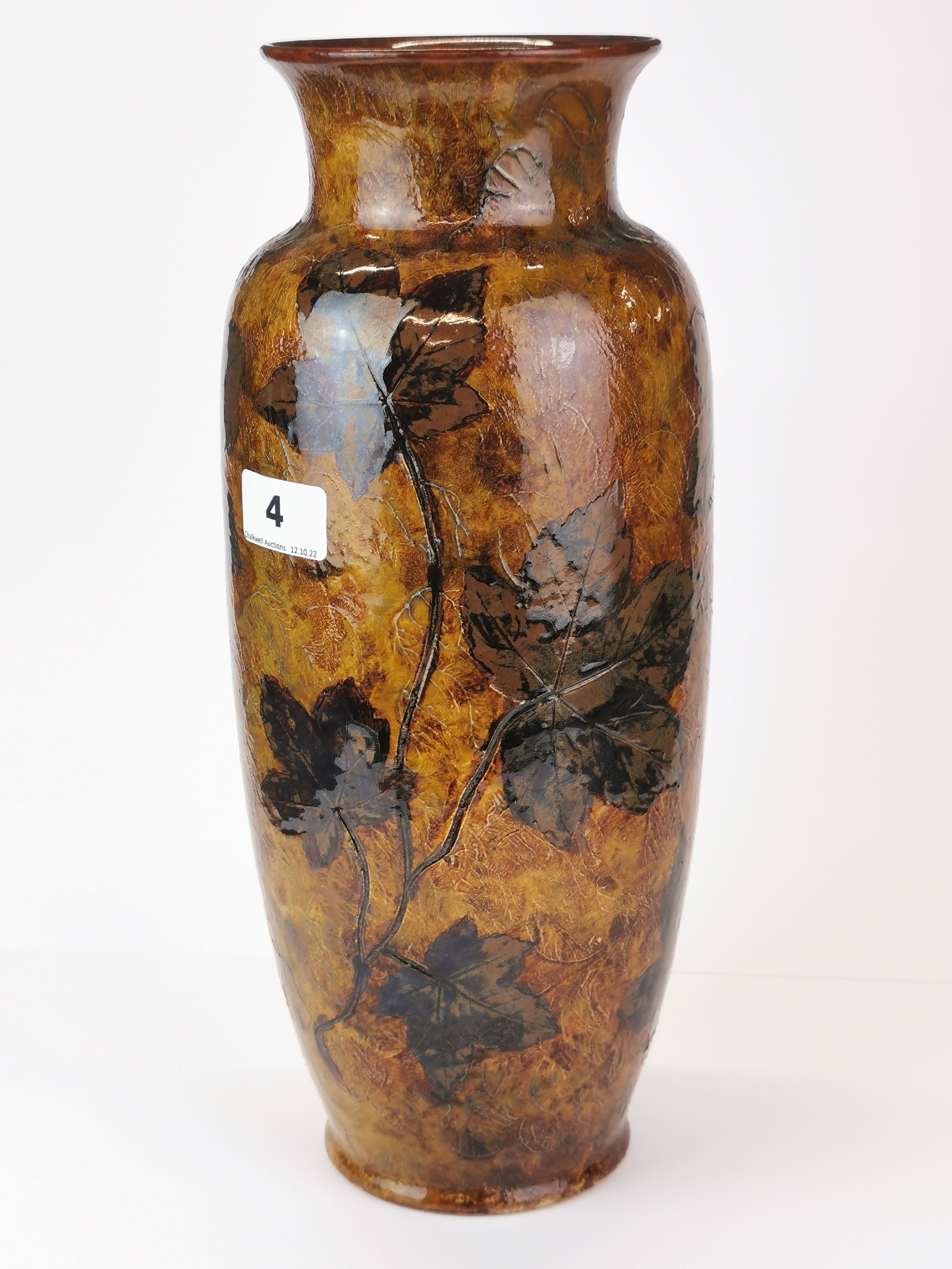 A large Royal Doulton stoneware leaf vase, H. 36cm. - Image 2 of 4