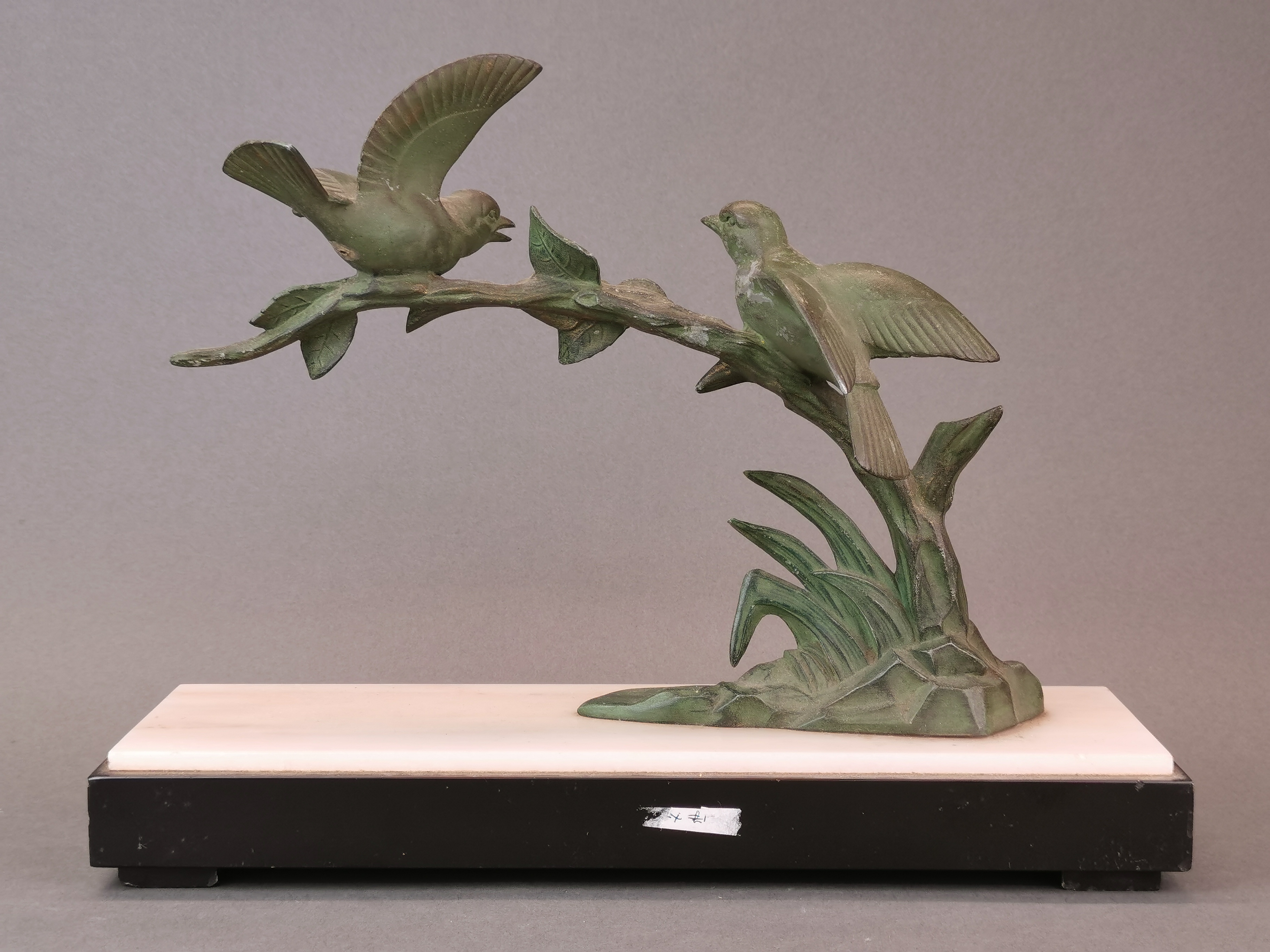 An Art Deco bronze figure of two birds on a marble base, W. 35cm. H. 27cm. - Image 2 of 2