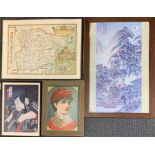 A group of framed Oriental and other prints, largest frame size 51 x 75cm.