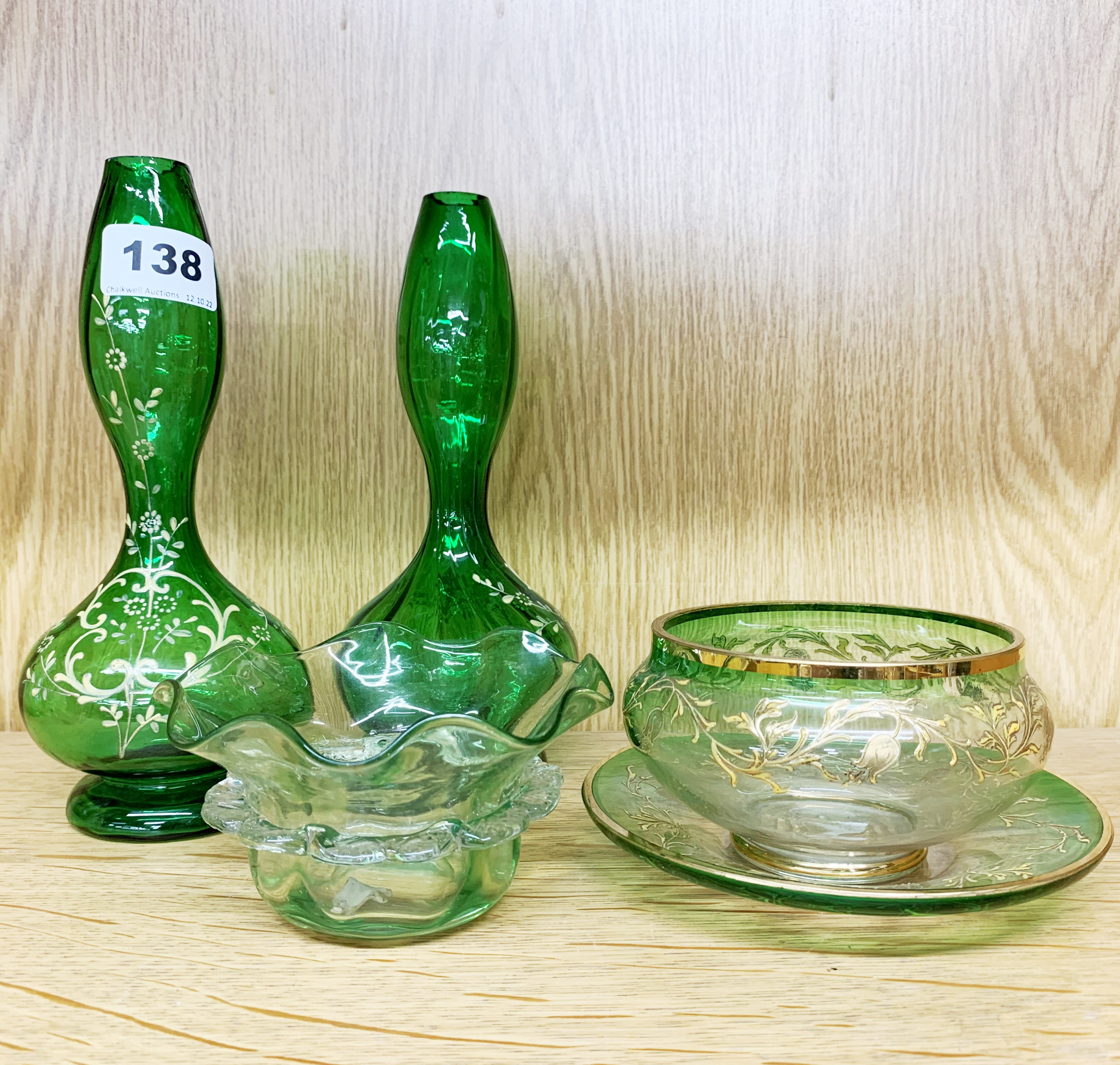 A good group of 19th and early 20th century green glassware, tallest 21cm. - Image 4 of 4