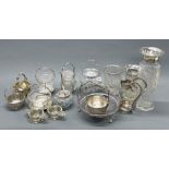 A group of good vintage and antique silver plate and glass items, vase H. 34cm.