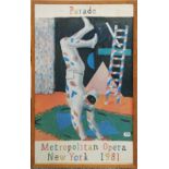 A 1981 framed David Hockney exhibition poster, frame size 64 x 100cm.