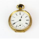 A lady's 18ct gold cased pocket watch, Dia. 3.5cm.