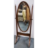 A large Edwardian inlaid mahogany dressing mirror, H. 167cm.