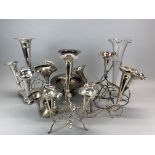 A group of antique silver plated epergnes, tallest H. 34cm.