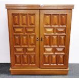 A 1970's teak and marble topped folding bar, 90 x 46 x 103cm.