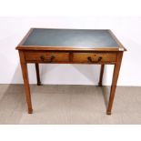 A two drawer beechwood hall desk, 91 x 61 x 77cm.