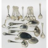 A quantity of Danish hallmarked silver and silver plated cutlery.