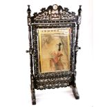 An antique Chinese mother of pearl inlaid dressing mirror, H. 82cm.