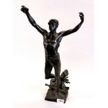 A 19th century classical bronze figure of a young male athlete, H. 51cm.