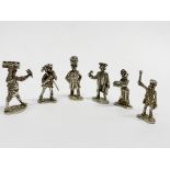 A group of six hallmarked Cries of London figures, H. 5.5cm.