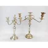 Two silver plated candelabra, tallest H. 43cm.
