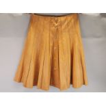 A vintage Hermes light tan leather skirt, Waist size 30 inches, L. 24 inches.