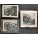 A group of framed Chinese watercolours of landscapes, largest frame size 64 x 65cm.
