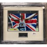 Autograph interest: A signed photograph of Mo Farah with certificate, frame size 46 x 39cm.