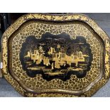 A superb 19th century Chinese hand gilded papier mache tray, 72 x 57cm.