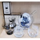 Three Wedgwood crystal items and other glassware.