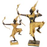 Two Siamese gilt bronze figures of Rana and Sita, tallest H. 35cm.