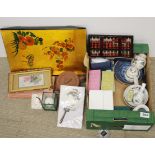 An Oriental lacquered tray and a quantity of mixed Oriental items.