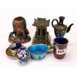 A group of Chinese cloisonne and other items, tallest H. 12cm.