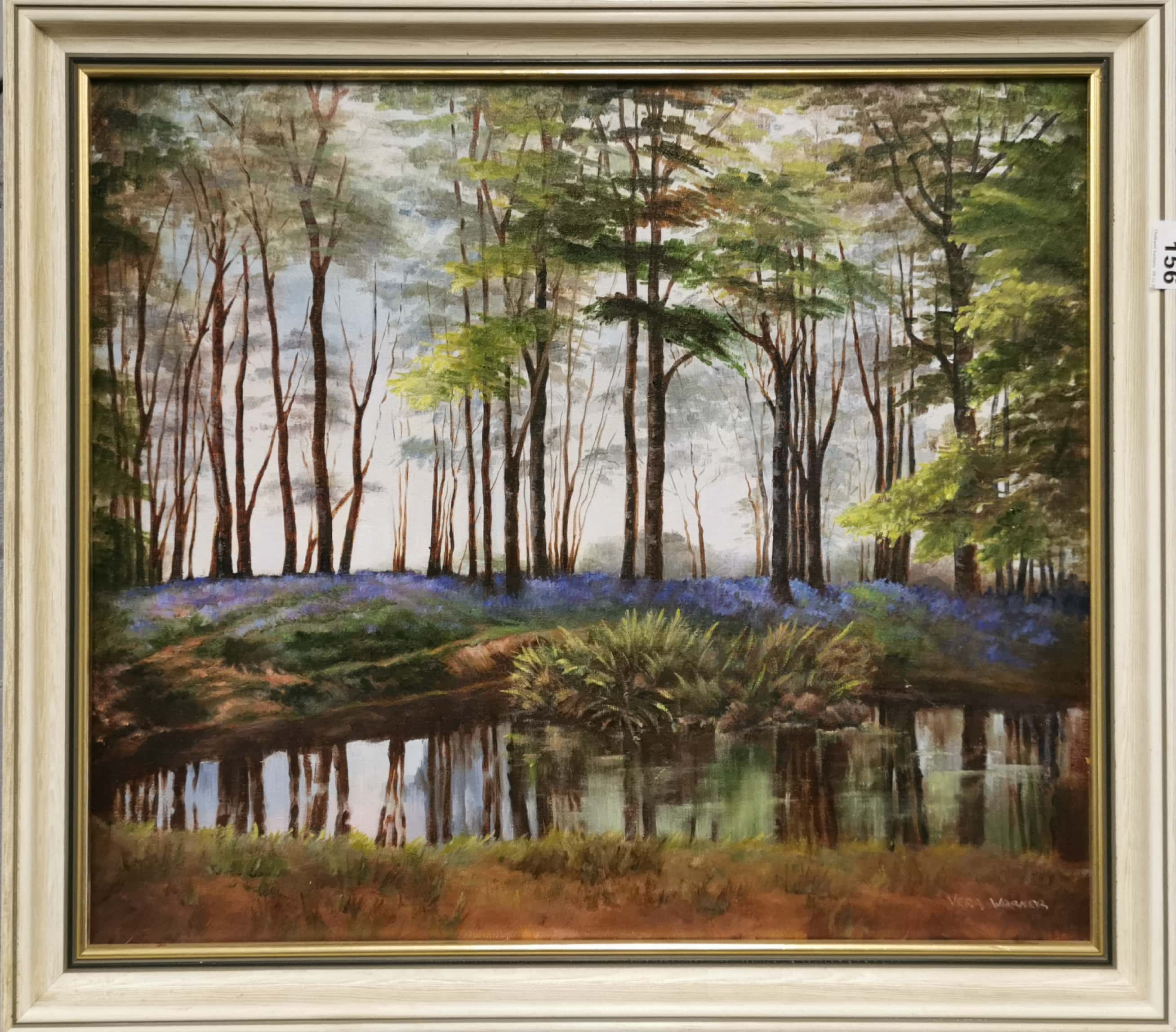 A framed oil on canvas 'Bluebell Wood' by Vera Warner, frame size 69 x 59cm.