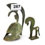 Two Greek classical bronze items, tallest H. 13cm.