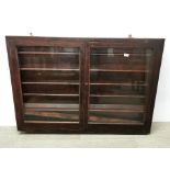A large wall mounted pine display cabinet, 124 x 86 x 10cm.