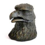A cast bronze eagle head inkwell, H. 8cm.