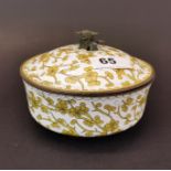 An interesting Chinese Canton enamelled box and cover, Dia. 14cm, H. 10cm.