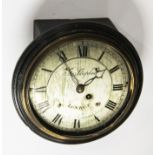 A 19th century eight day wall clock by G. Staples of London with silvered dial and gut driven