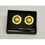 A pair of Ralph Lauren gold plated earrings, Dia. 2.5cm.