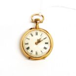 A pretty 14ct gold ladies Art Nouveau fob watch, Dia. 2.8cm.