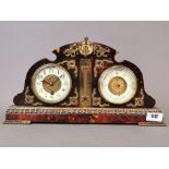 An Ormulu mounted tortoise shell covered 19th century clock barometer, W. 38cm, H. 21cm.