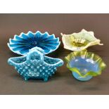 Four George Davidson and other opaline glass items, largest Dia. 23cm.