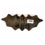 A Chinese carved jade / hardstone bat amulet, W. 26cm.