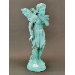 A cast iron garden figure of an angel, H. 50cm.