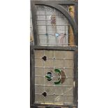 Three stained glass panels, largest frame size 53 x 116cm.