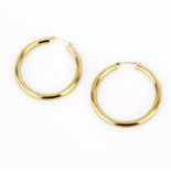 A pair of hallmarked 9ct yellow gold hoop earrings, dia. 4.5cm.