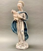 A large 1930's Goldscheider figure of the Madonna and Child, H. 45cm.