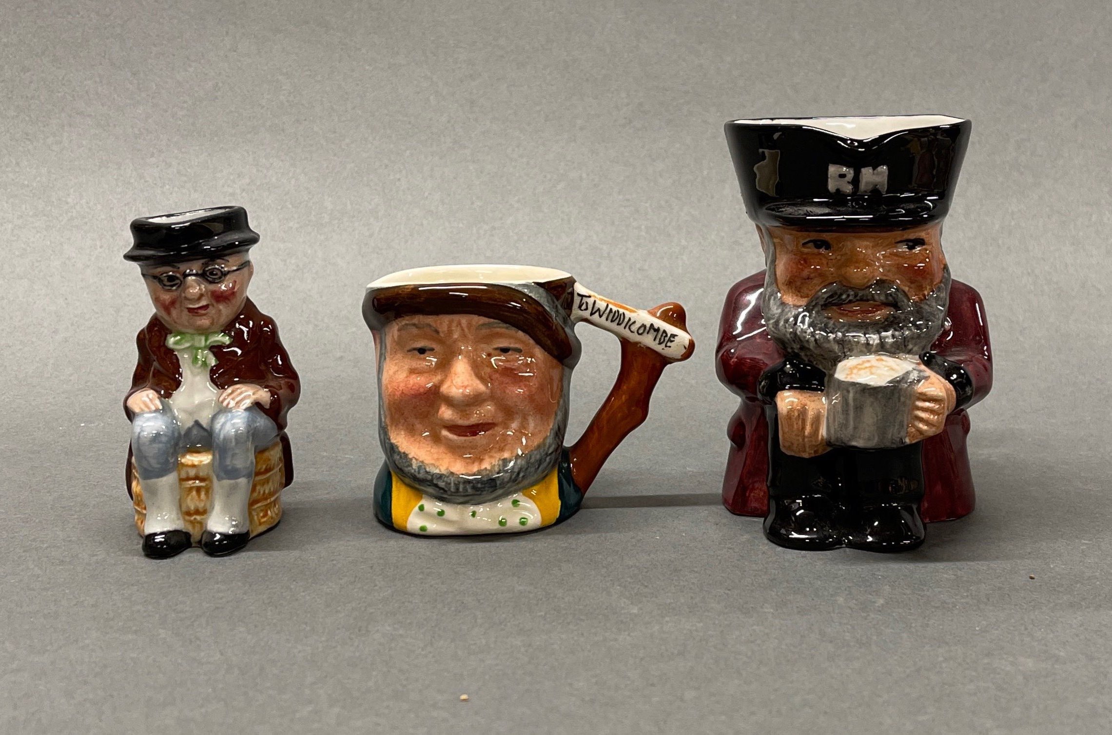 Three Beswick figures, together with three small ceramic character jugs, tallest jug H. 10cm, - Image 2 of 4